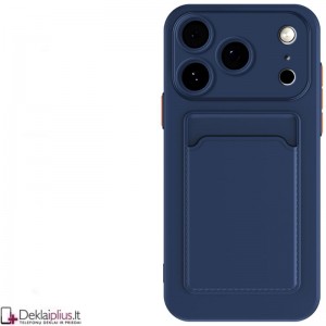 Guminis dėklas su kišenėle - mėlynas (Apple Iphone 17 Pro/Iphone 18 Pro)